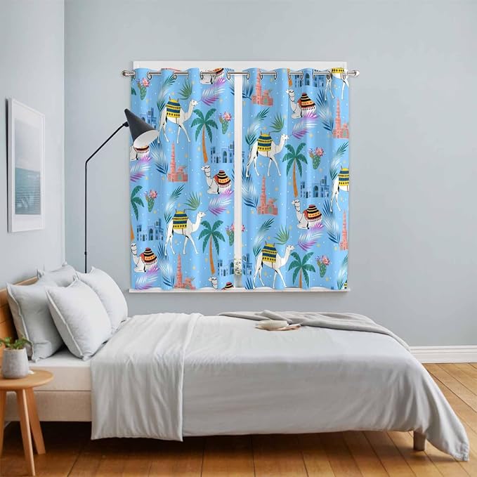 2 Panel Kitchen Cafe Curtains, Desert Landscape Sunlight Filtering Nature Air - Image 4