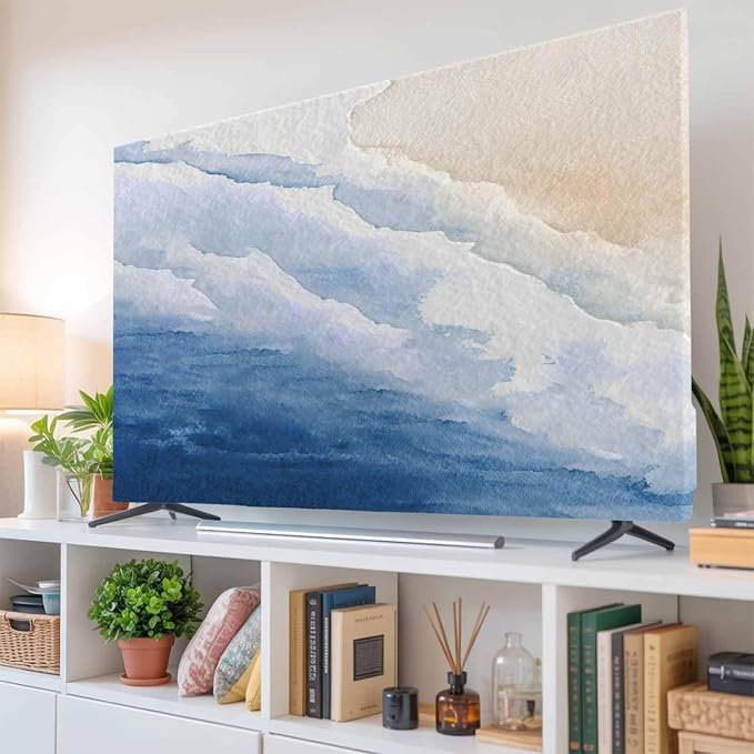 Summer Beach Ocean Blue Gradient Indoor TV Cover, Elastic TV Screen Protector - Image 6