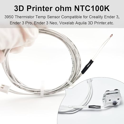 4Pcs Ender 3 Thermistor 1m/39.4Inches, 3D Printer ohm NTC 100K 3950 Thermistor - Image 5