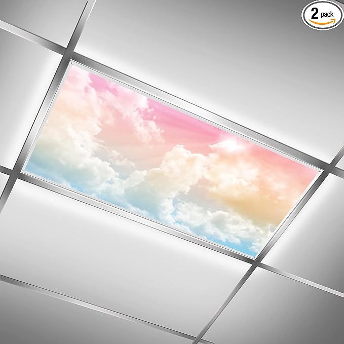 2PCS Fluorescent Light Covers for Classroom Ceiling Lights Magnetic Light Covers by RoseFace