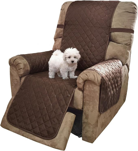 U-NICE HOME Recliner Chair Covers Reversible Quilted Water Repellent Pet Protectors with Elastic Straps (23''Recliner Small, Chocolate/Chocolate)