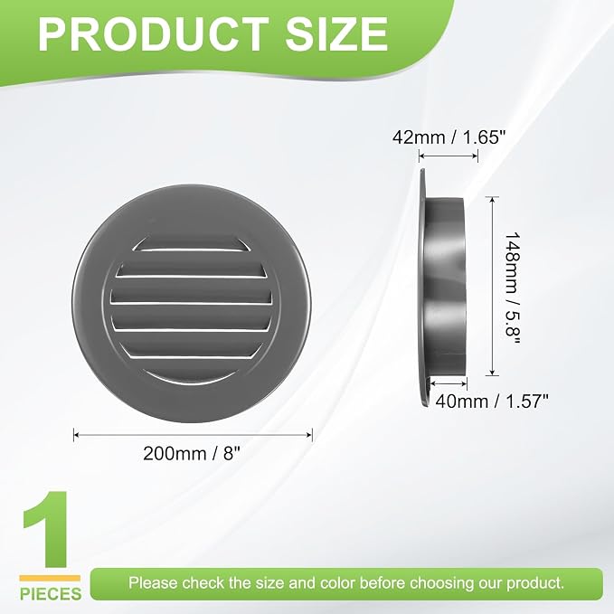 PATIKIL 6" Round Air Vent, Louver Grille Cover Aluminum Alloy Soffit Vent HVAC - Image 2