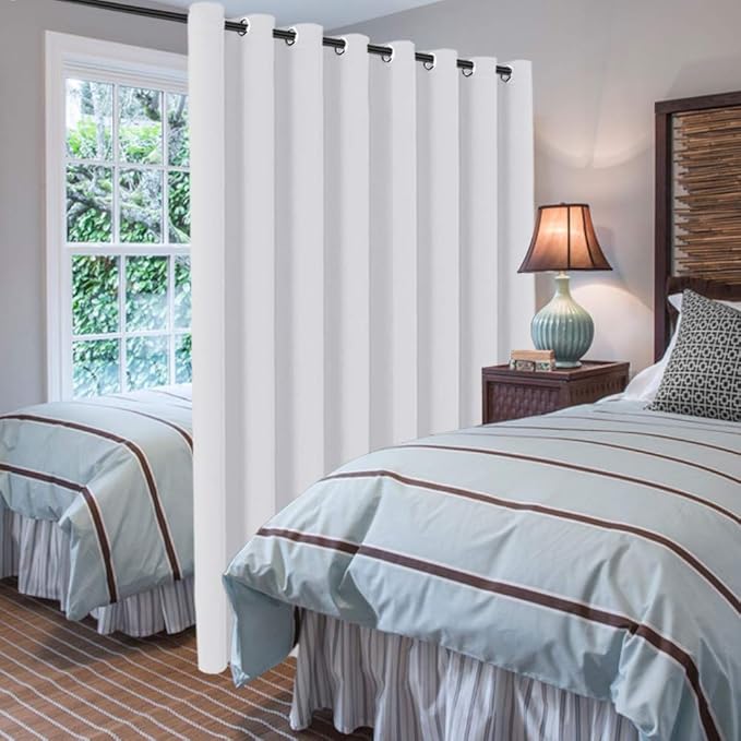 H.VERSAILTEX Patio White Curtains 100 x 96 Inches for Sliding Door Extral Wide Blackout Curtain Panels Thermal Insulated Room Divider - Grommet Top, 8' Tall by 8.5' Wide