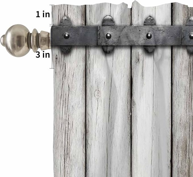Farmhouse Rustic Kitchen Curtain Set, Vintage Country Wooden Grain Window - Image 5