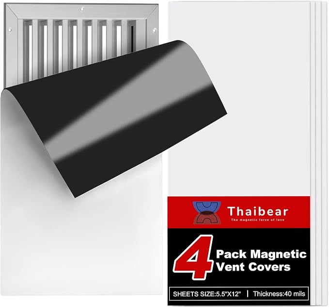 Thaibear Magnetic Vent Covers, 5.5" x 12", 4 Pack Strong Ceiling Vent Covers by Thaibear