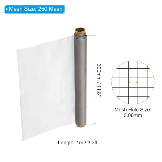 PATIKIL 304 Stainless Steel Wire Mesh Screen, 250 Mesh Woven Air Vent Filter - Image 2