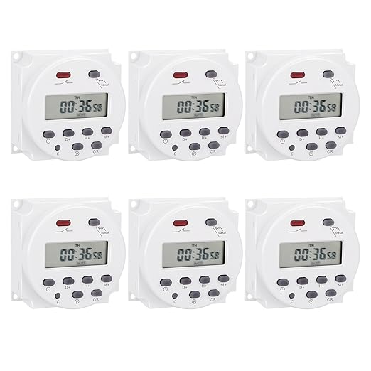 6Pcs Timer Switch, DC/AC 12V 16Amp, Digital LCD Power Programmable Timer Time by Weasch