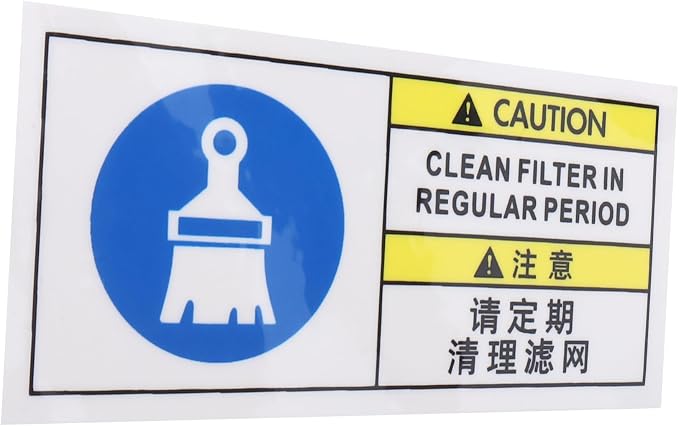 PRETYZOOM Warning Signs Reminder Sticker Filter Cleaning Notice Decal Machinery by PRETYZOOM