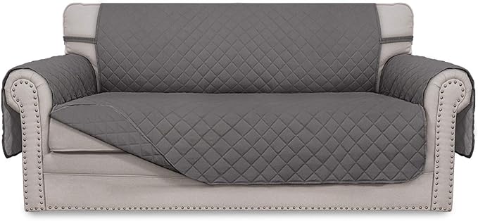 Easy-Going Sofa Slipcover Reversible Loveseat Sofa Cover Couch Cover for 2 Cushion Couch Furniture Protector with Elastic Straps for Pets Kids Dog Cat (Oversized Loveseat, Gray/Gray)