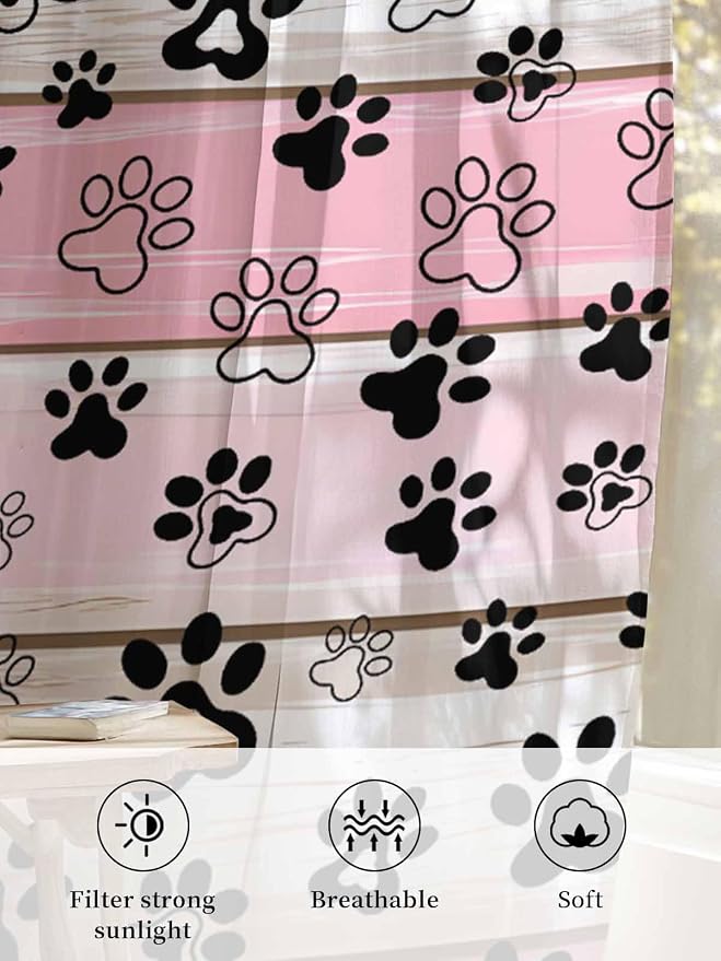 Sheer Curtains 84 Inches Long, Vintage Farmhouse Country Wooden Grain Privacy - Image 6