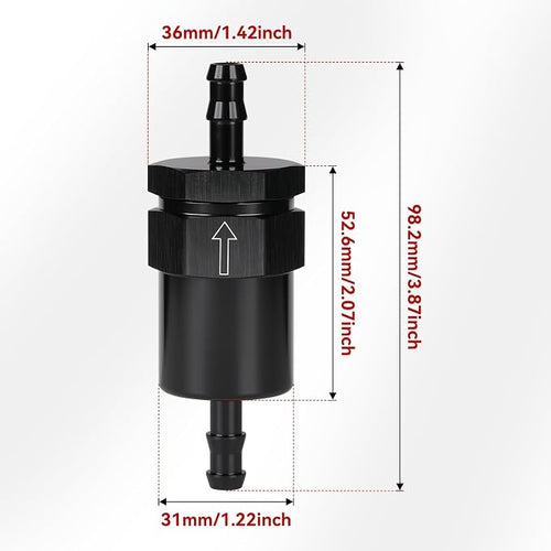 1/4" Billet Inline Fuel Filter 30 Micron Aluminum Black - Image 2