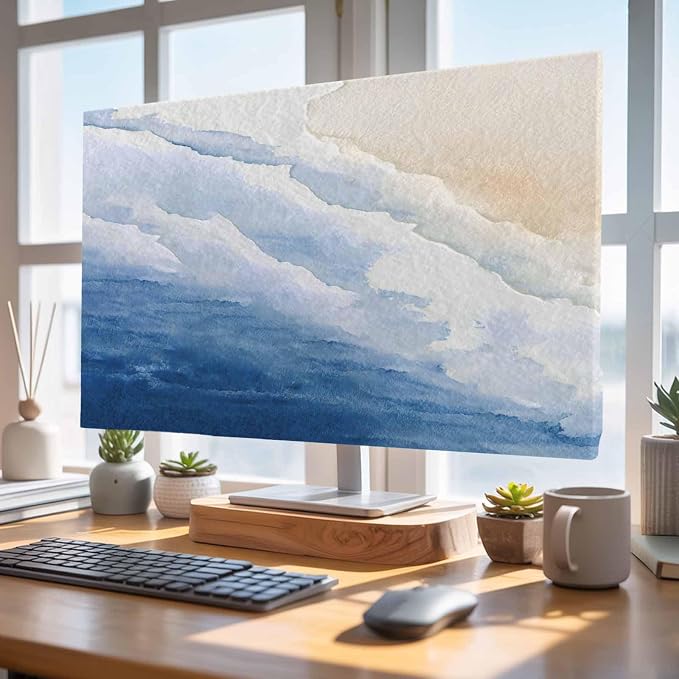 Summer Beach Ocean Blue Gradient Indoor TV Cover, Elastic TV Screen Protector - Image 4