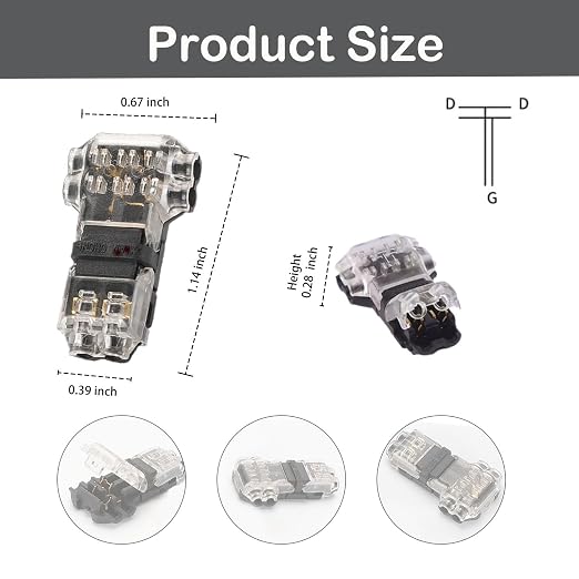 2 Pin 3 Way Low Voltage Wire Quick Connectors, T Type 2 Pins Wire Splice - Image 4