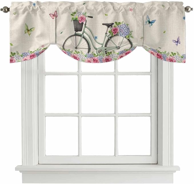 Farmhouse Spring Tie Up Valance Curtains by Unknown
