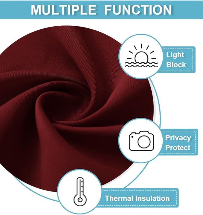 RYB HOME RV Curtains for Camper Windows, Mini Small Thermal Insulated Sunlight Heat Blocking Blackout Privacy Portable Curtains for Travel Trailer, Width 34 by Length 24, Burgundy Red, 2 Panels