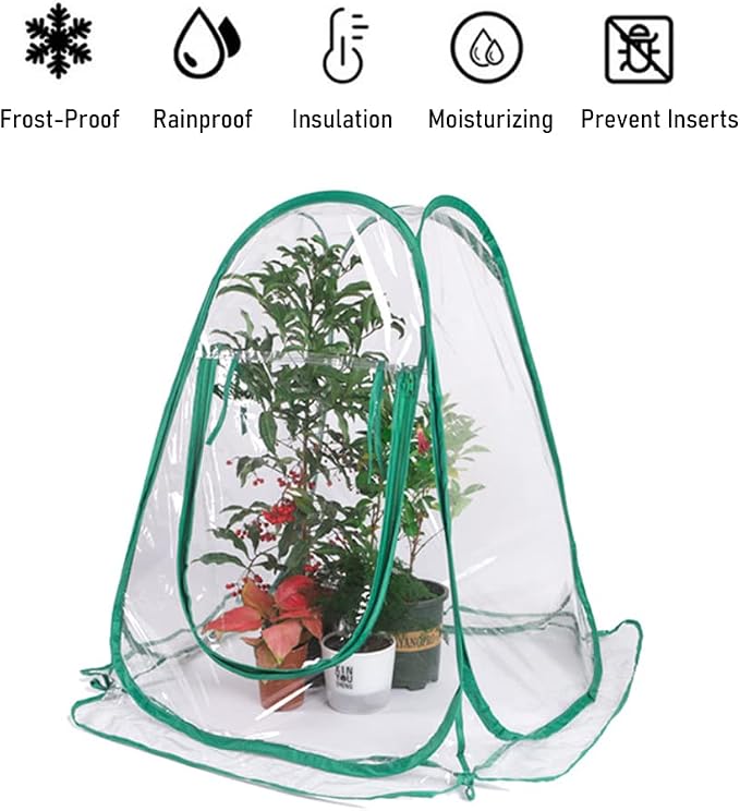Mini PVC Greenhouse Cover Portable Insulated Pop Up Flower House - Image 2