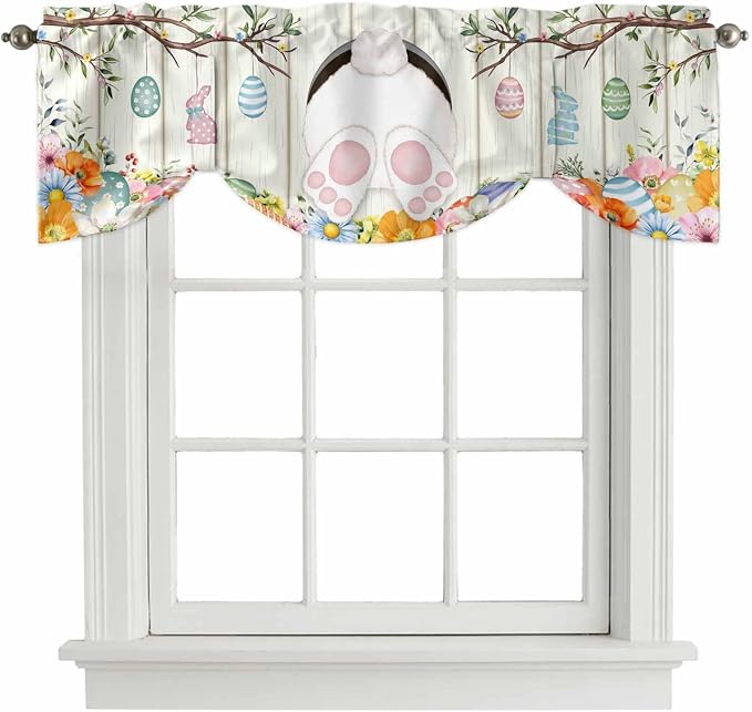 Easter Tie Up Valance Curtains for Windows, Kitchen Curtains Window Shades by Unknown