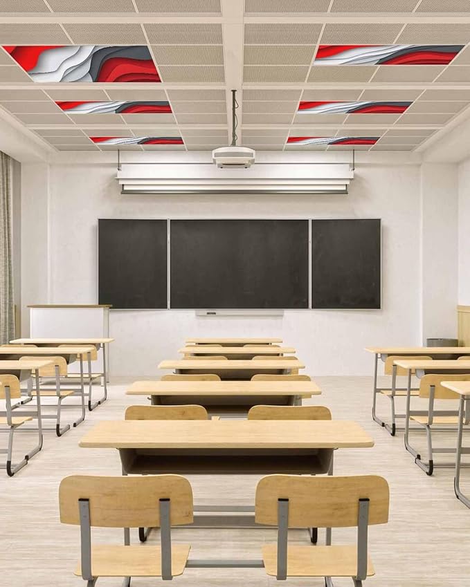 Yukro 3 Pack Red Ombre Fluorescent Light Covers Red Grey Gradient Abstract Wave - Image 4