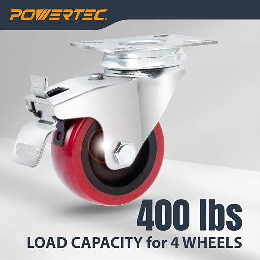POWERTEC 2 Inch Swivel Caster Wheels Set of 4 - Image 3