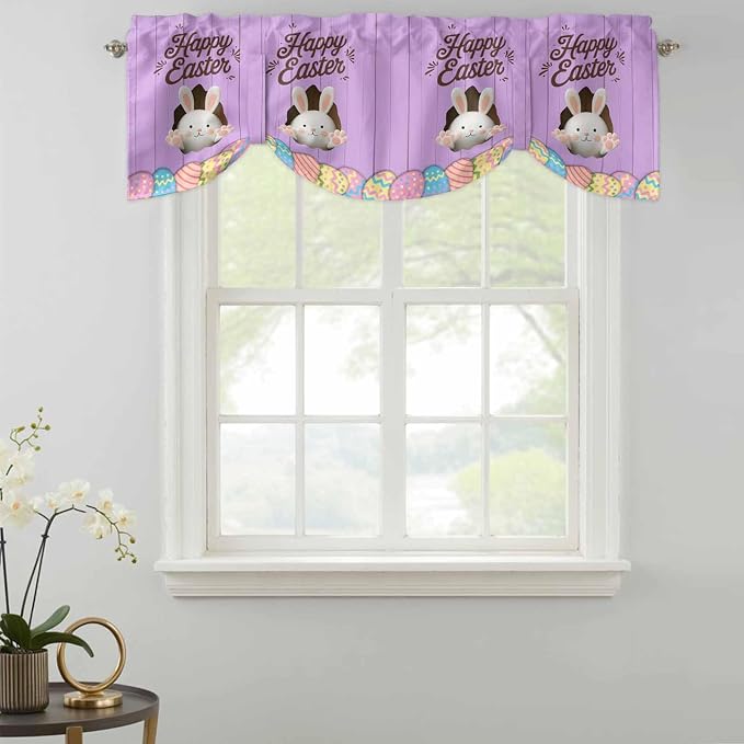 Purple Easter Tie Up Valance Curtains - Image 2