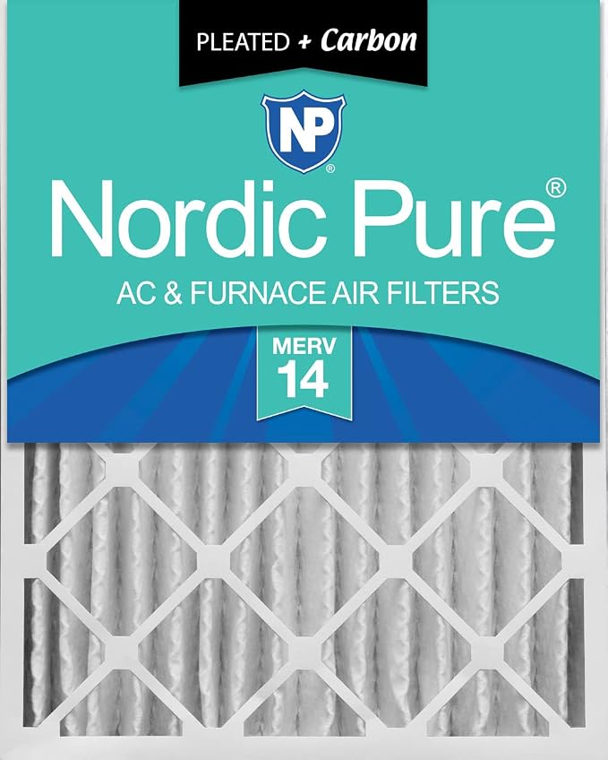 Nordic Pure 16x24x4 Pleated MERV 14 Plus Carbon Air Filters 1 Pack | Actual by NordicPure