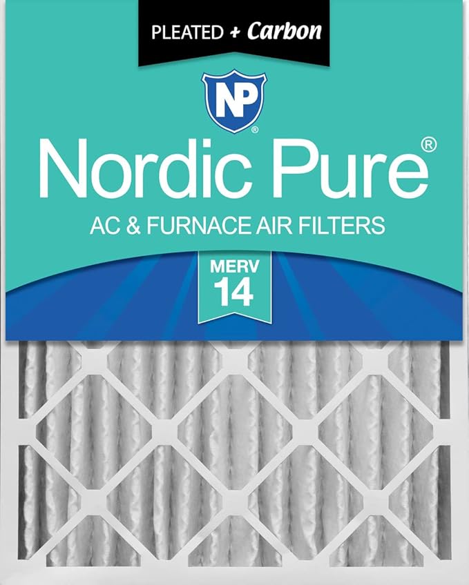 Nordic Pure 16x25x4 Pleated MERV 14 Plus Carbon Air Filters 1 Pack | Actual by NordicPure