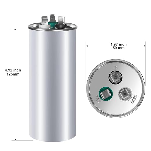 FOCSPROD 40+3 uF 40/3 MFD ±6% 370V/440V CBB65B AC Capacitor, Dual Run Round - Image 2