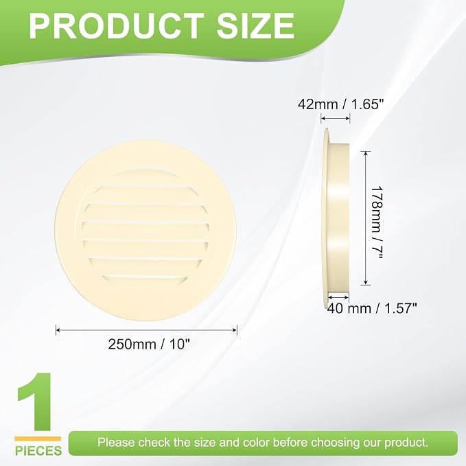 PATIKIL 7" Round Air Vent, Louver Grille Cover Aluminum Alloy Soffit Vent HVAC - Image 2