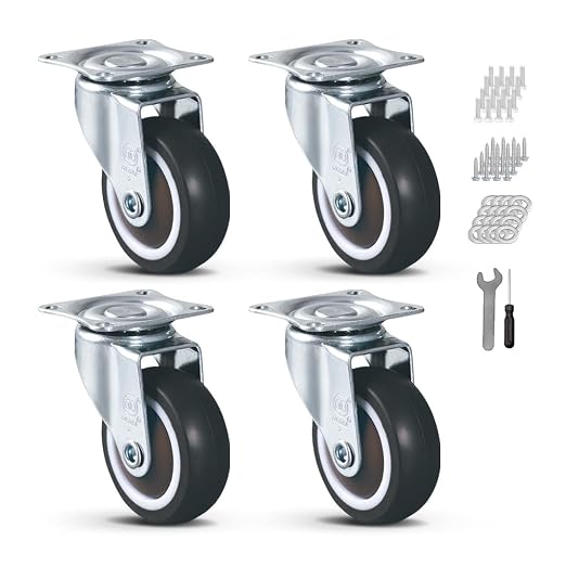 2.5'' Caster Wheels Set of 4 Heavy Duty No Noise Castors, Swivel Top Plate by PLOZEC