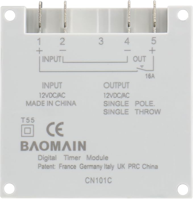 Baomain Digital LCD Programmable Timer CN101C Input 12V Output 12V DC/AC 16A - Image 2