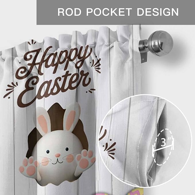 Grey Easter Curtain Valances for Windows, Kitchen Valance Window Treatment - Image 5