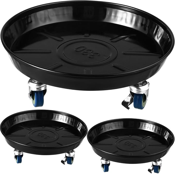3 Packs Metal Plant Caddy with Wheels 13" Rolling Plant Stand Heavy Duty Plant by Planterhoma