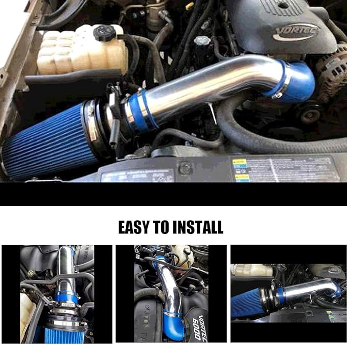4 inch Cold Air Intake Silver Tube + Heat Shield - Image 6