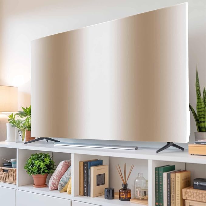 Modern Khaki White Ombre Indoor TV Cover, Elastic TV Screen Protector by Unknown
