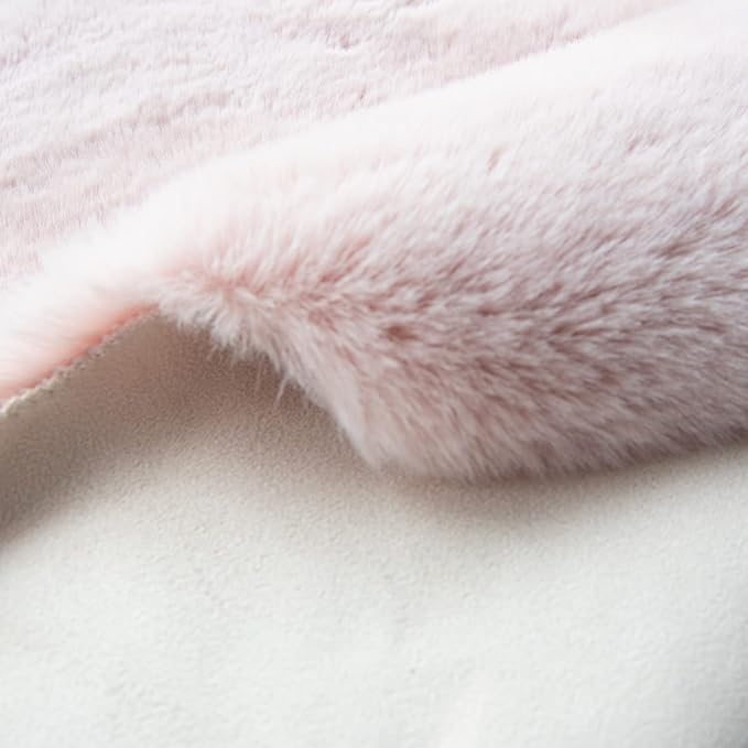 ORINOVA Pink Washable Fluffy Rugs for Bedroom Small Circle Faux Rabbit Shag Fur Area Rugs for Living Room Nursery Round Rug 3ft Rug