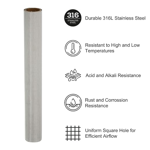 PATIKIL 40" L x 10" W Woven Wire Mesh, 500 Mesh 316L Stainless Steel Air Vent - Image 3