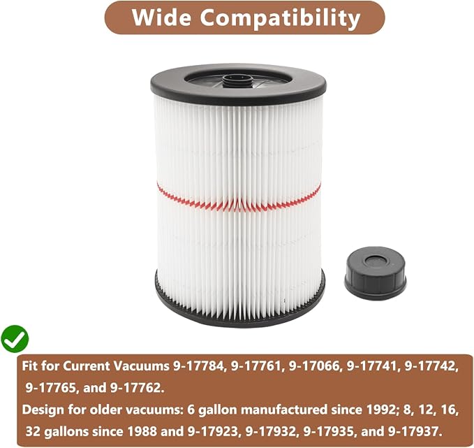 17816 Filter for Craftsman Shop Vac Filter 9-17816 Wet/Dry Air Filter fit 5 6 8 - Image 2