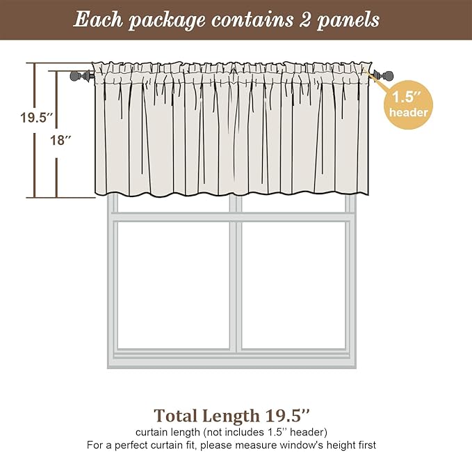 Chyhomenyc Sheer Valances for Windows 2 Pack, Small Window Curtains for Living Room Bathroom Cafe Laundry Basement, Modern Top Dual Rod Pocket Voile Curtain, 42W x 18L inches, Navy Blue