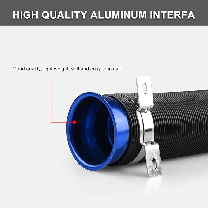 Sporacingrts Air Intake Pipe Inlet Hose Adjustable 3" 76mm Flexible Cold Air - Image 4