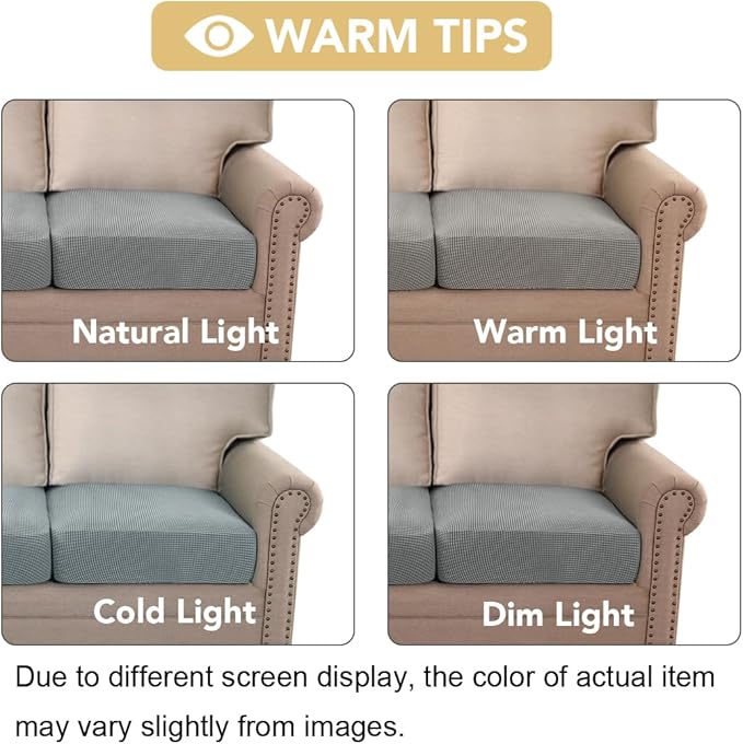 H.VERSAILTEX High Stretch Couch Cushion Covers,Chair Sofa Seat Slipcovers Couch Cushion Cover Stretch Furniture Protector for Kids, Pets(2 Packs Cushion Loveseat Covers, Dove)