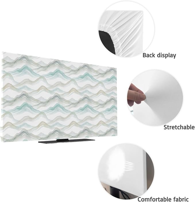 Water Ripple Teal Gradient Indoor TV Cover, Elastic TV Screen Protector Modern - Image 7