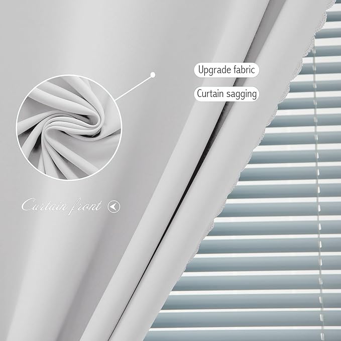 Blackout Curtains for Bedroom Sticky Curtain Blackout Window Cover Self Adhesive Curtains Rod No Drillng, 47" W X 71" L, Light Grey, 1 Panel