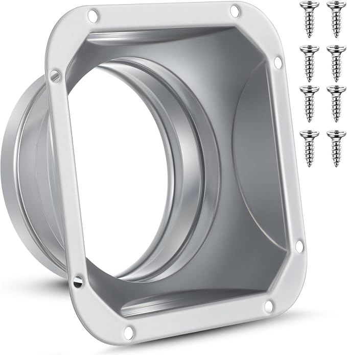 Zonon 1 Pcs 4 Inch Duct Connector Flange Metal Straight Pipe Flange Square to by Zonon
