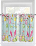 Happy Easter Kitchen Curtains 45 Inches length, Spring Bunny Eggs Flower Teal by Unknown