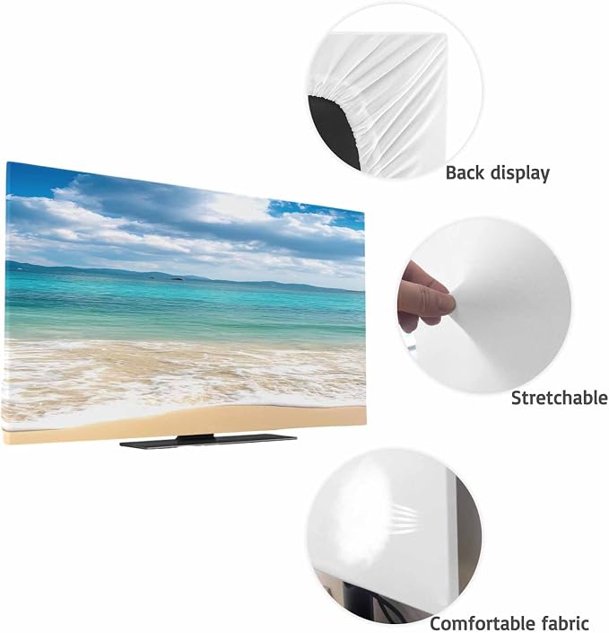 Gradient Ocean Beach Wavy Indoor TV Cover, Elastic TV Screen Protector Seaside - Image 7