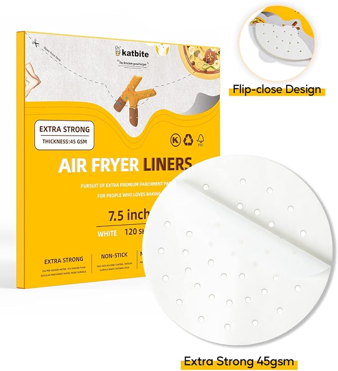 Katbite Air Fryer Parchment Paper Liners 120Pcs, 7.5 inch Perforated Parchment - Image 6