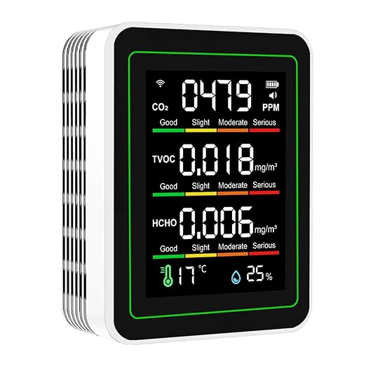 Aramox CO2 TVOC HCHO Indoor Air Quality Meter, 5 in 1 WiFi LCD Color Screen by Aramox