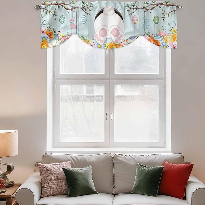 Easter Bunny Tie Up Valance Curtains - Image 3