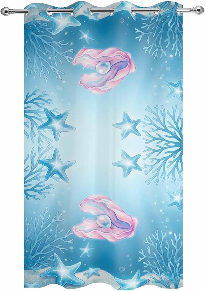 Ocean Shell Outdoor Curtains for Patio Corals Starfish Summer Marine Waterproof - Image 9