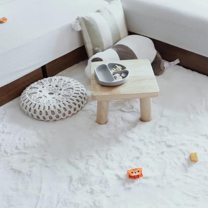 Ghouse Faux Rabbit Fur Round Rug 5 Ft White Round Rugs for Bedroom Decor Fluffy Area Rugs for Living Room, no-Shedding Carpet Sheepskin Washable Rug Rome Decor